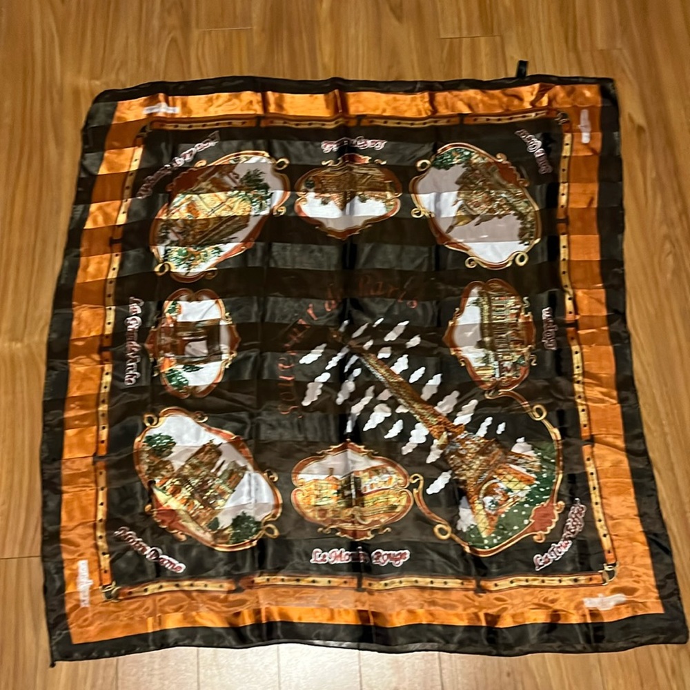 J. Mico Sancho SOUVENIR DE PARIS Vintage Scarf 36x38